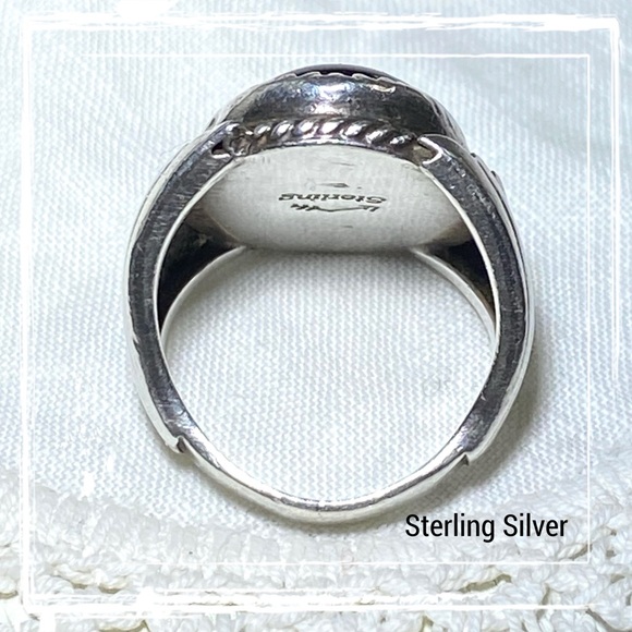 Vintage Kay Johnson Anglo Sterling Silver Black Onyx Native Ring